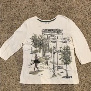 M Christopher & Banks cream Paris shirt